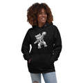 Model wearing GlacierFox Women’s Slam Dunk Gilbert Hoodie styled with modern streetwear and urban fashion in black