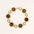 Front view of alternating tiger’s eye and pearl link bracelet