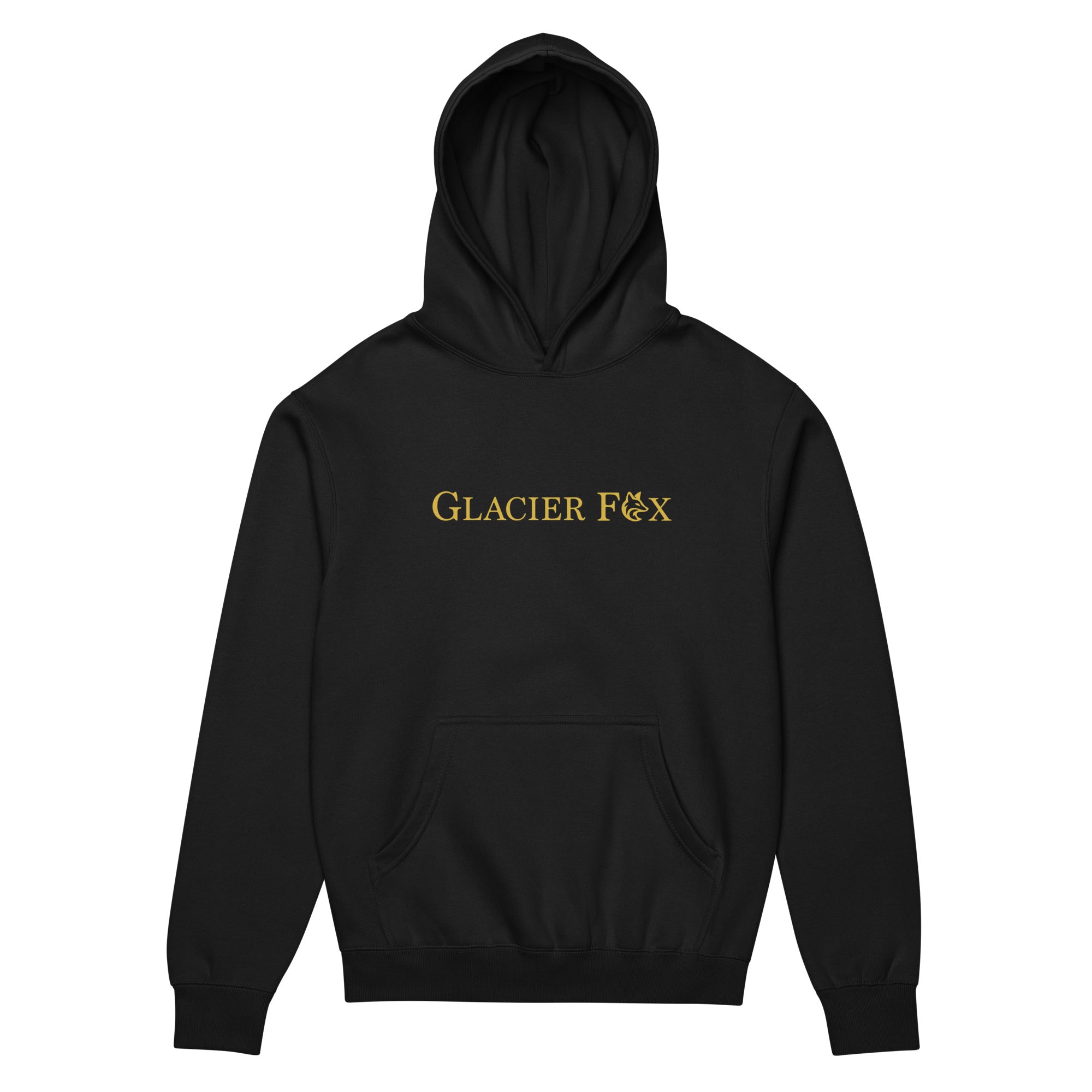 GlacierFox men’s Beach Club hoodie featuring the GlacierFox logo on the front and oversized modern streetwear fit in Black.