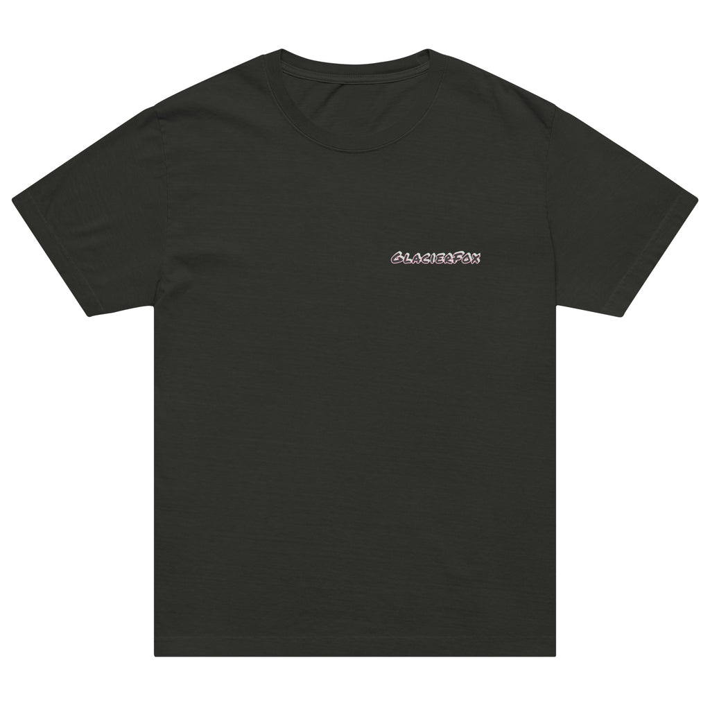 GlacierFox men’s Eternal Dreams t-shirt featuring a clean GlacierFox logo on the front and oversized streetwear fit in Washed Black