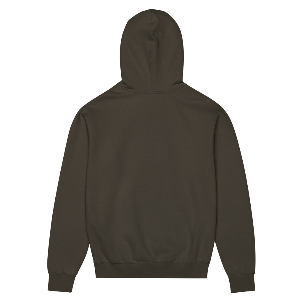 Back view of GlacierFox men’s Exclusive hoodie showing a clean minimalist back and oversized structured streetwear silhouette in Vintage Black