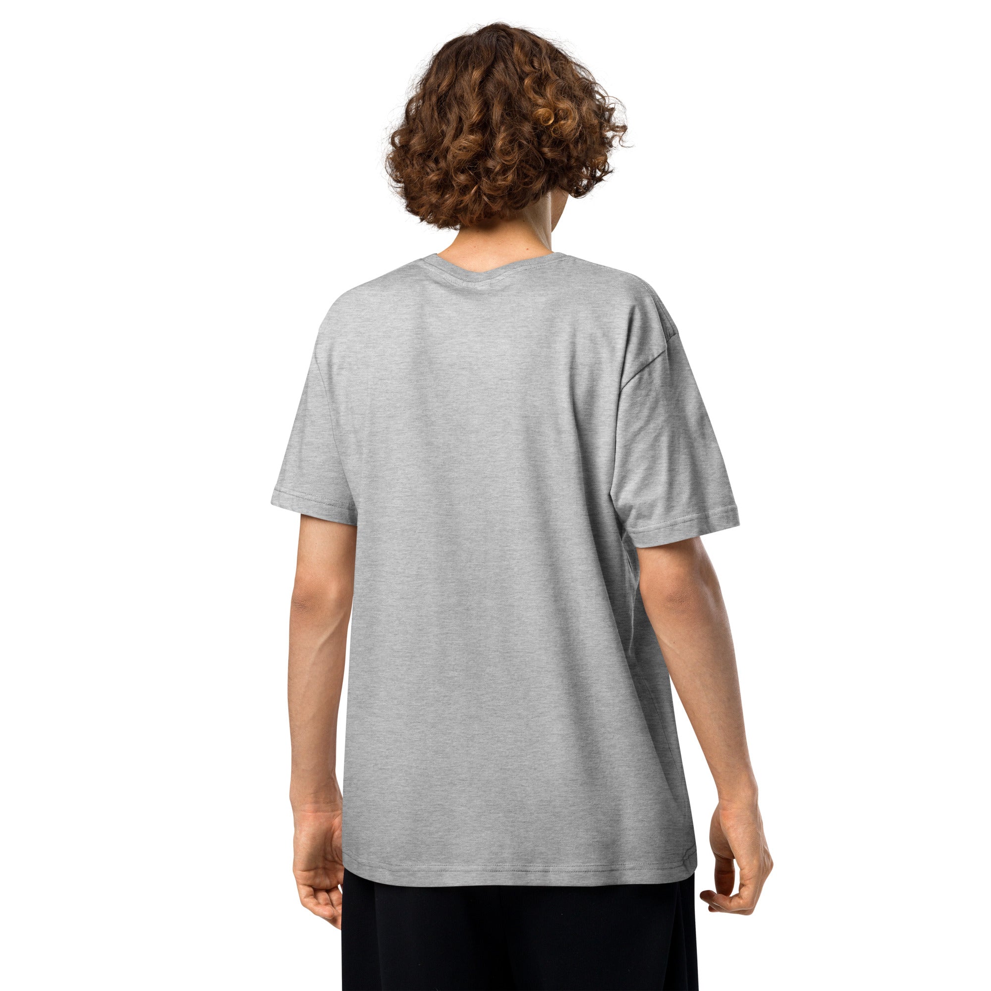 Model wearing GlacierFox men’s Gilbert Slam Dunk t-shirt featuring the Gilbert basketball character graphic on the front in Heather