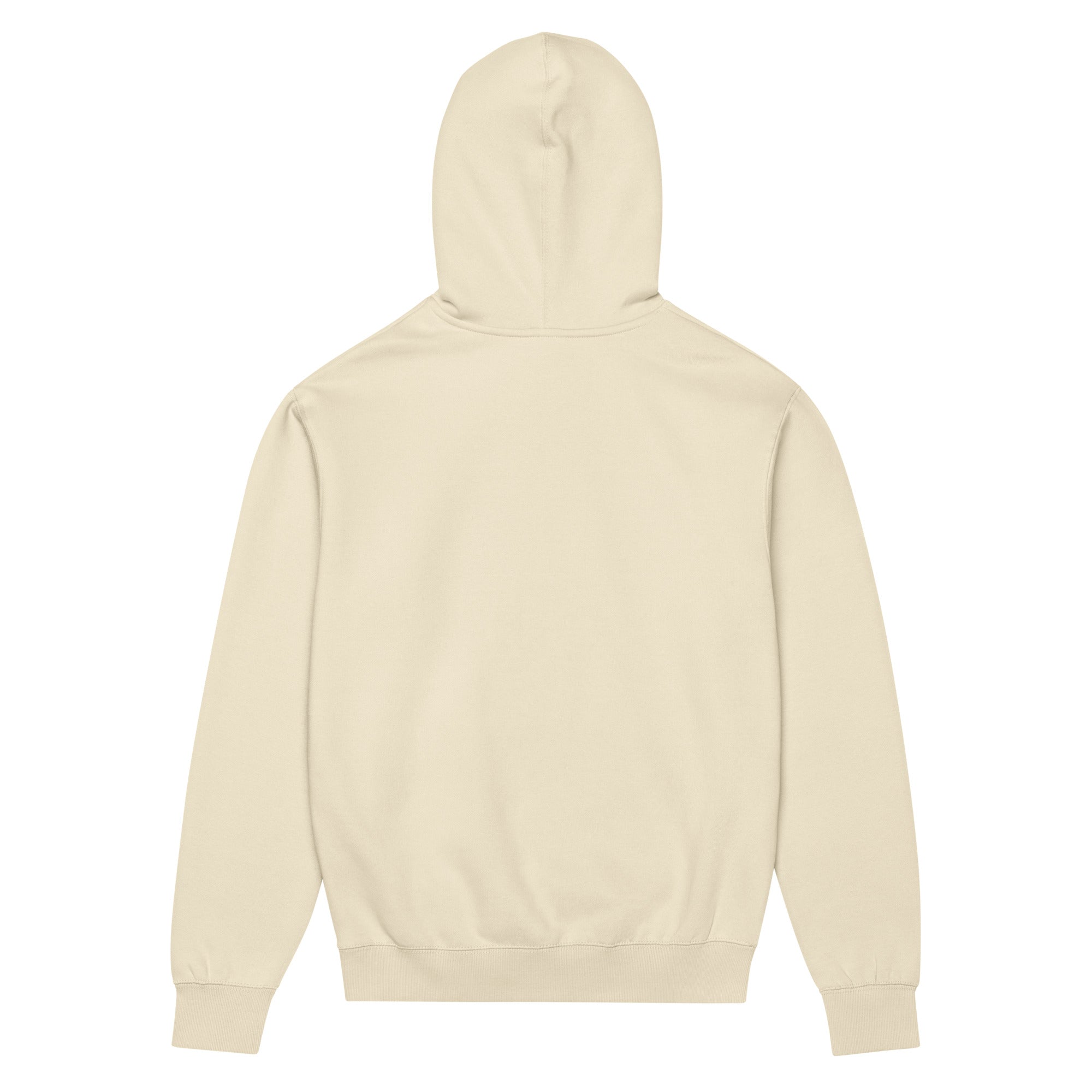 Back view of GlacierFox Men’s Slam Dunk Gilbert Hoodie showing clean minimalist sweatshirt design and structured oversized fit in Bone