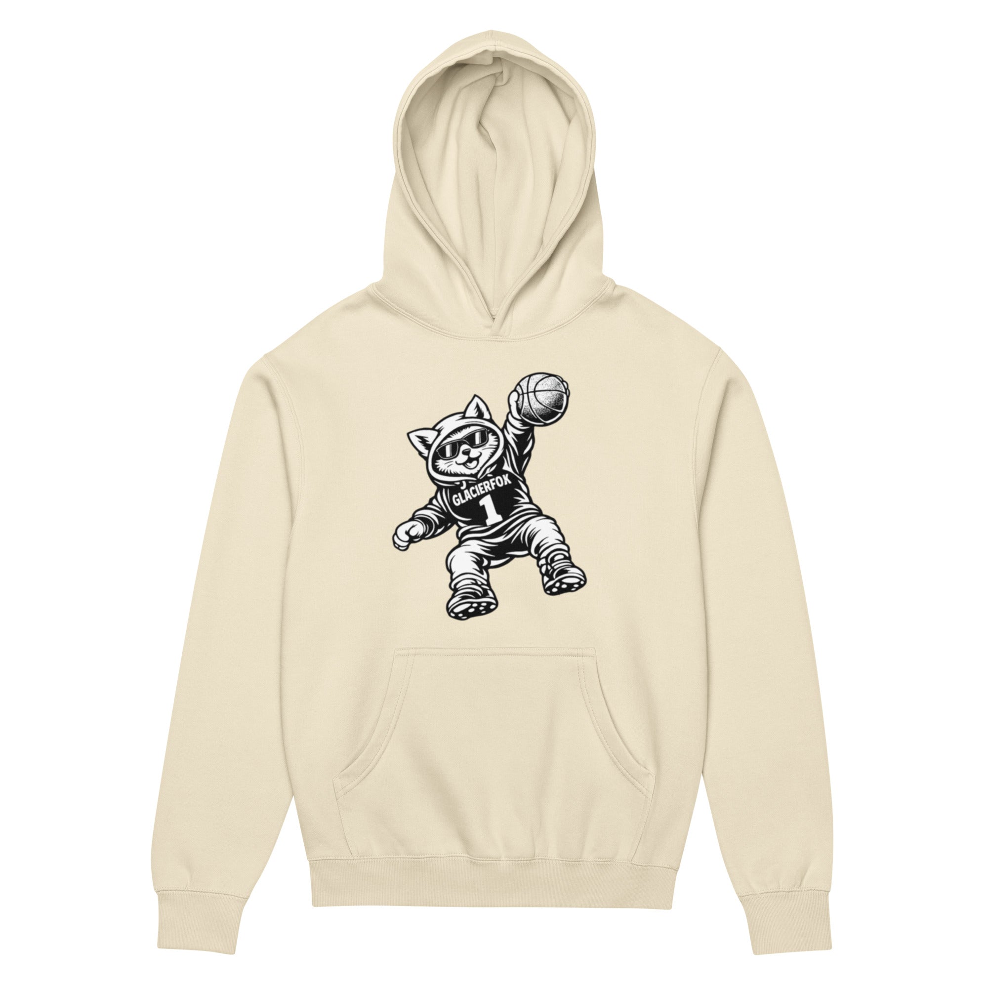 GlacierFox Men’s Slam Dunk Gilbert Hoodie with clean minimalist front design and oversized modern streetwear fit in Bone