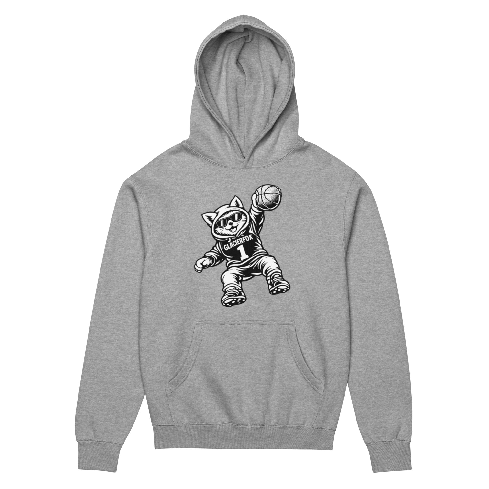 GlacierFox Men’s Slam Dunk Gilbert Hoodie with clean minimalist front design and oversized modern streetwear fit in Carbon Grey