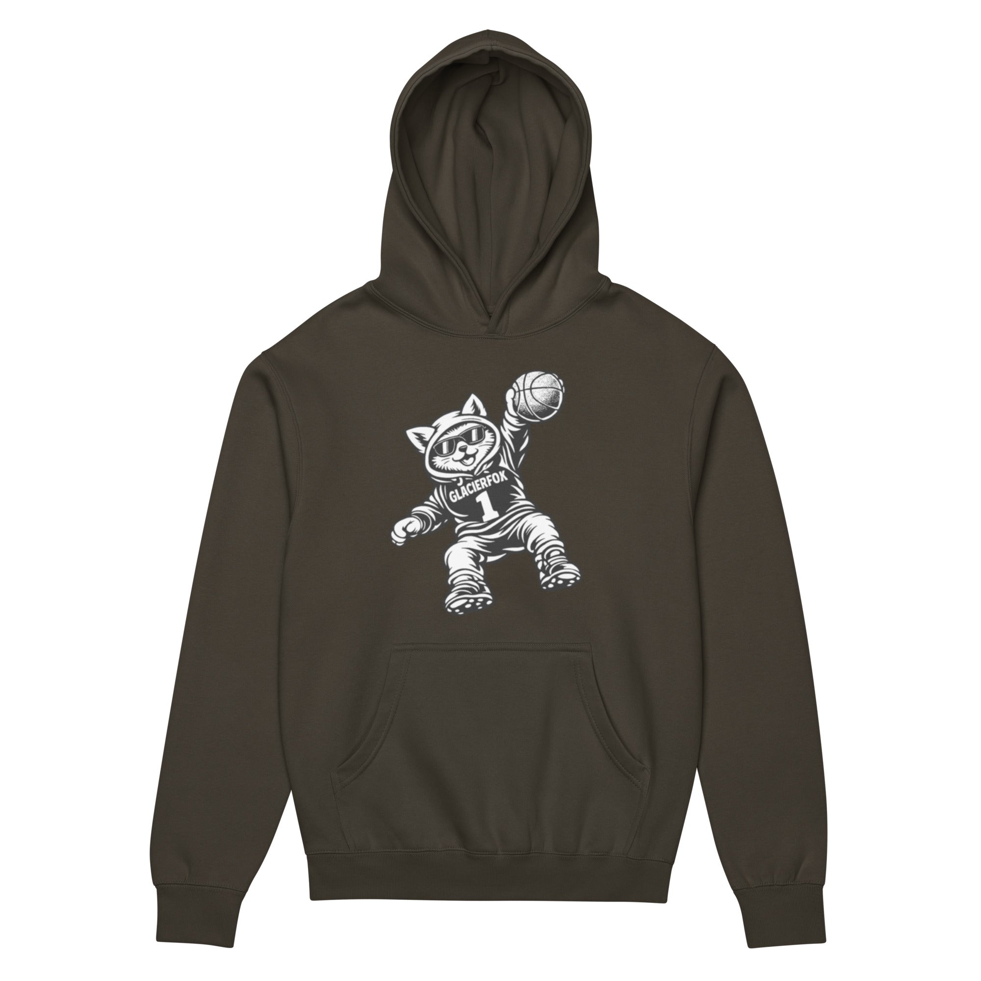 GlacierFox Men’s Slam Dunk Gilbert Hoodie with clean minimalist front design and oversized modern streetwear fit in Vintage Black