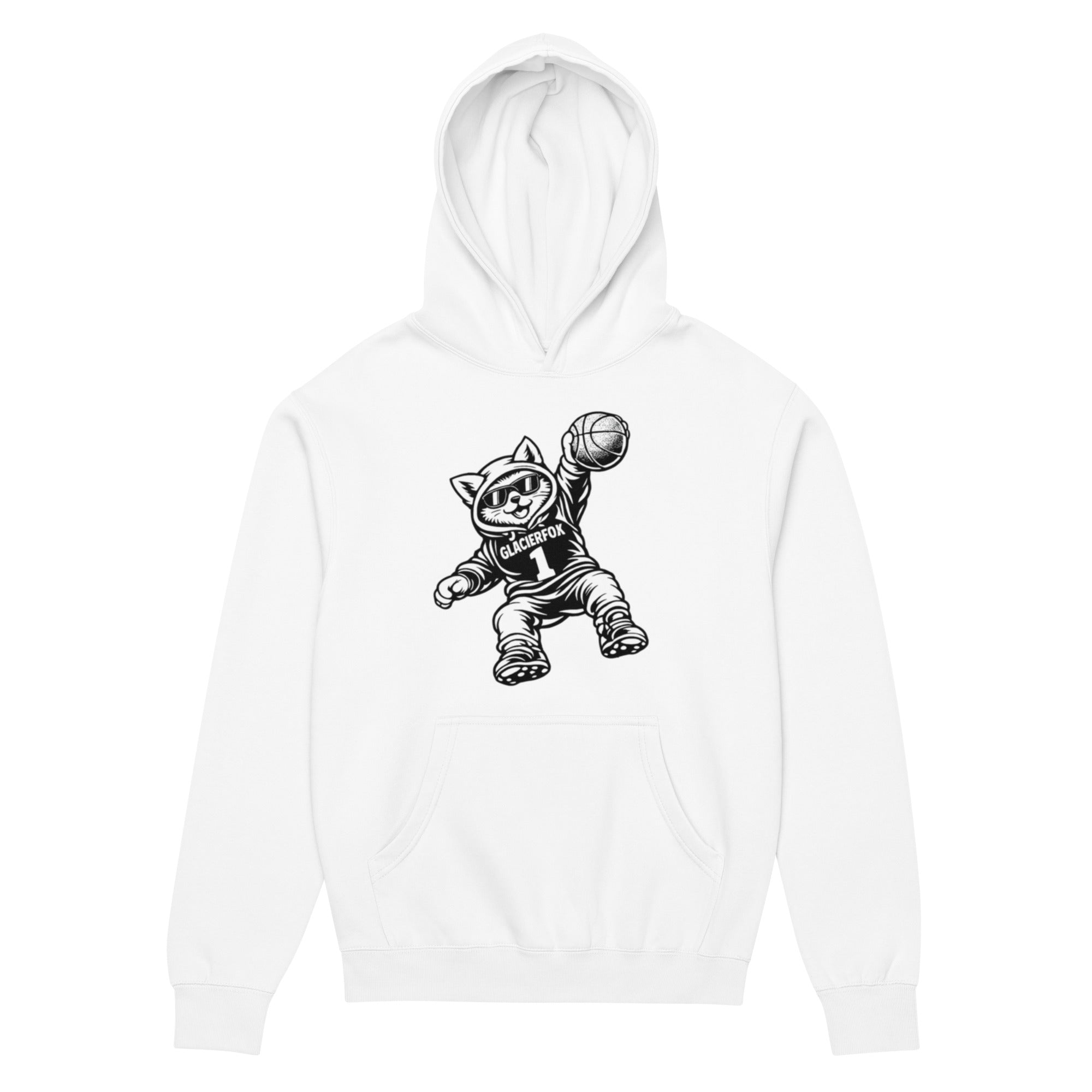 GlacierFox Men’s Slam Dunk Gilbert Hoodie with clean minimalist front design and oversized modern streetwear fit in white