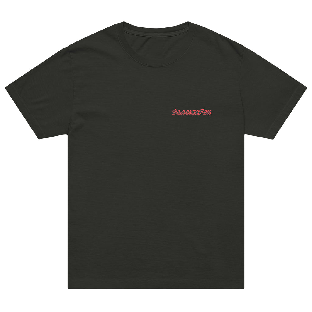 GlacierFox men’s The Pressure Built Me t-shirt featuring a colorful GlacierFox logo on the front and oversized streetwear fit in Black