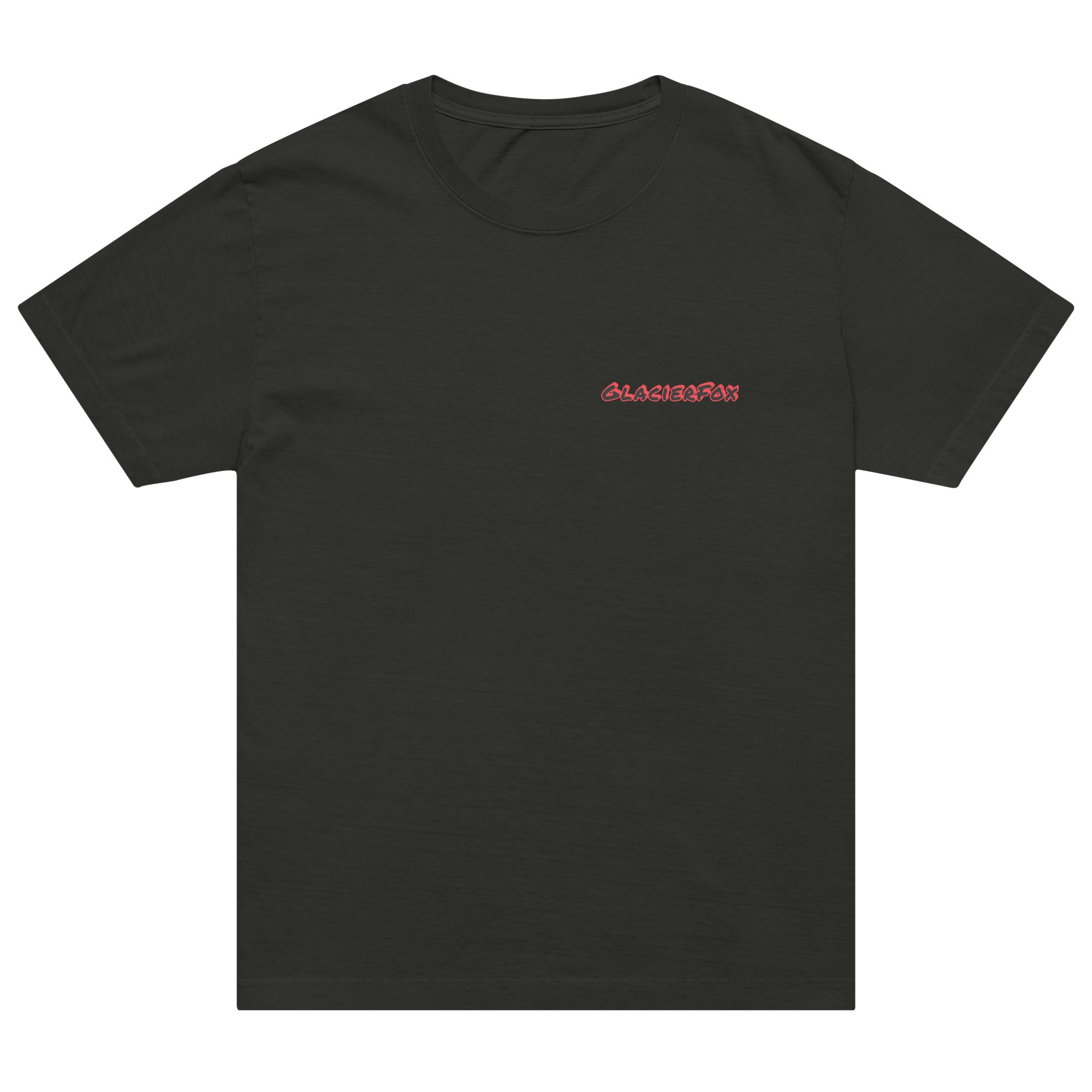GlacierFox men’s The Pressure Built Me t-shirt featuring a colorful GlacierFox logo on the front and oversized streetwear fit in Black