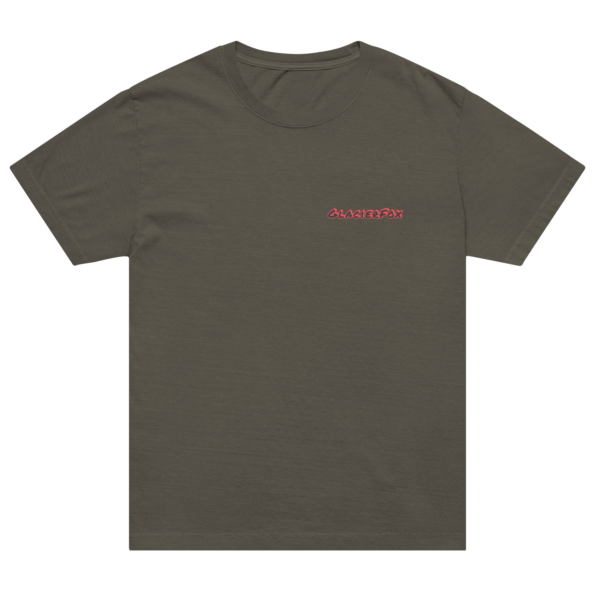 GlacierFox men’s The Pressure Built Me t-shirt featuring a colorful GlacierFox logo on the front and oversized streetwear fit in Charcoal Black