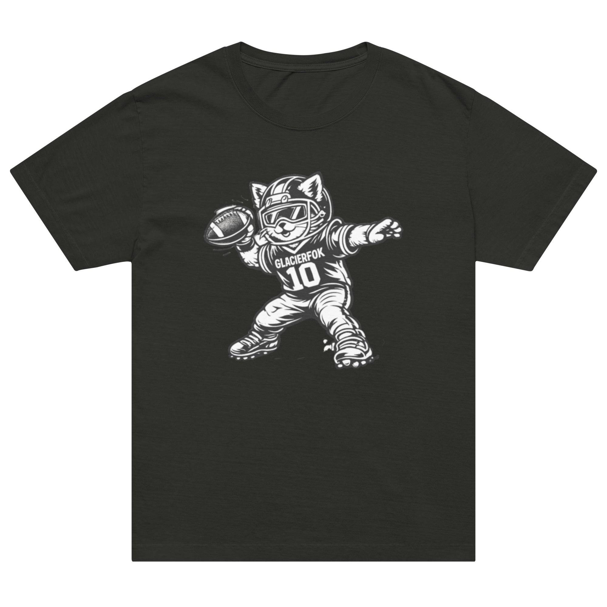 GlacierFox Quarterback Gilbert men’s t-shirt featuring the Gilbert the GlacierFox character design and oversized modern streetwear fit