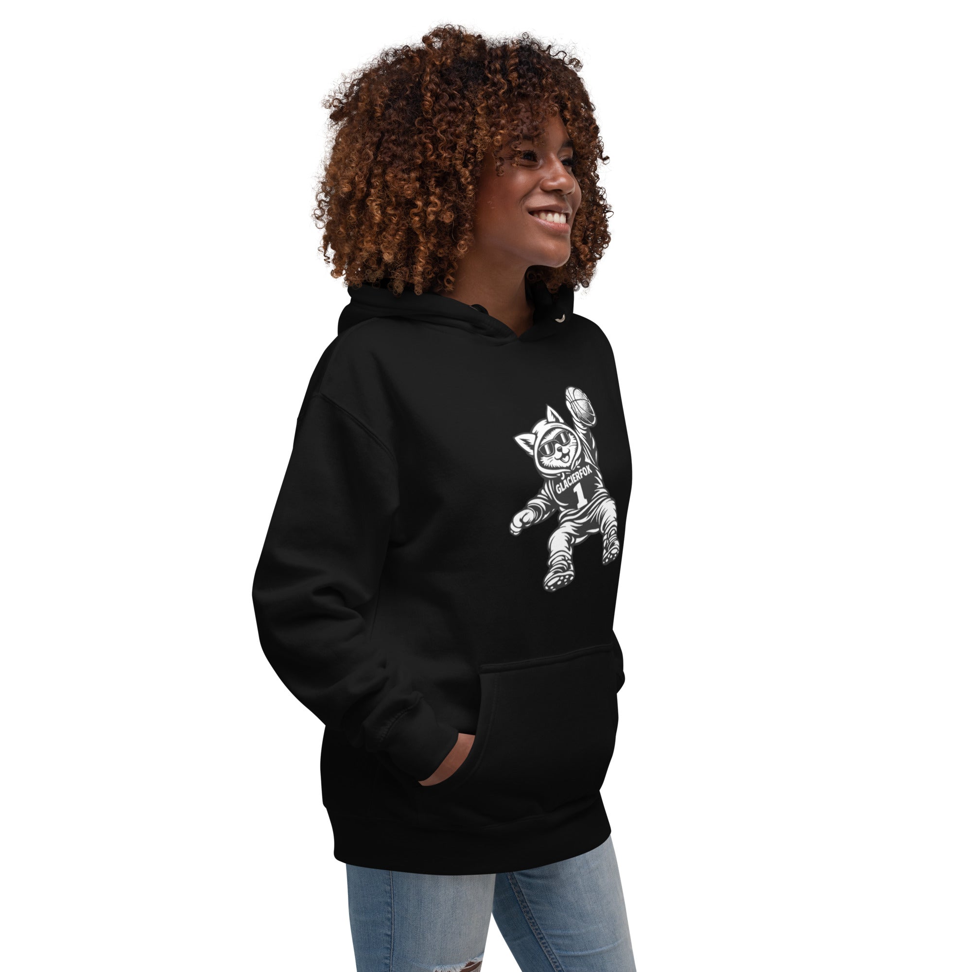 GlacierFox Women’s Slam Dunk Gilbert Hoodie with clean minimalist front design and premium streetwear fit in black