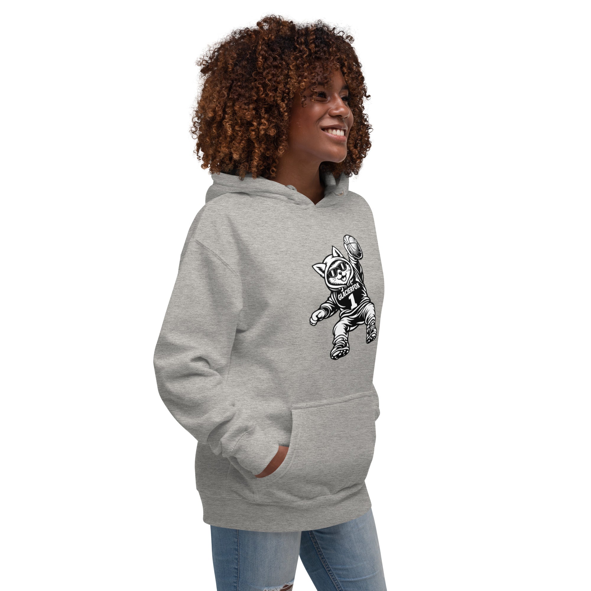 GlacierFox Women’s Slam Dunk Gilbert Hoodie with clean minimalist front design and premium streetwear fit in carbon grey