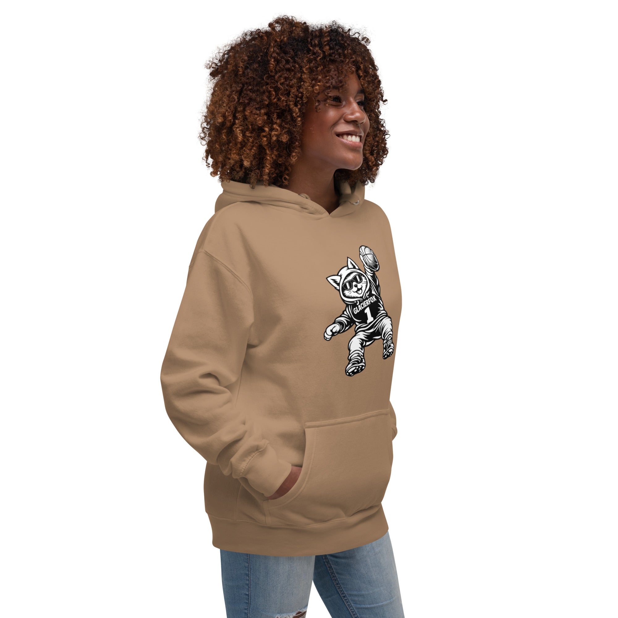 GlacierFox Women’s Slam Dunk Gilbert Hoodie with clean minimalist front design and premium streetwear fit in latte