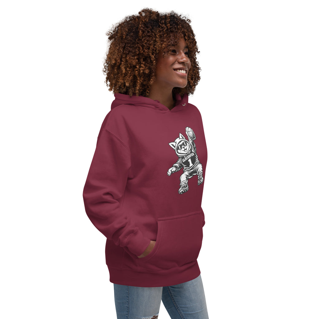 GlacierFox Women’s Slam Dunk Gilbert Hoodie with clean minimalist front design and premium streetwear fit in maroon