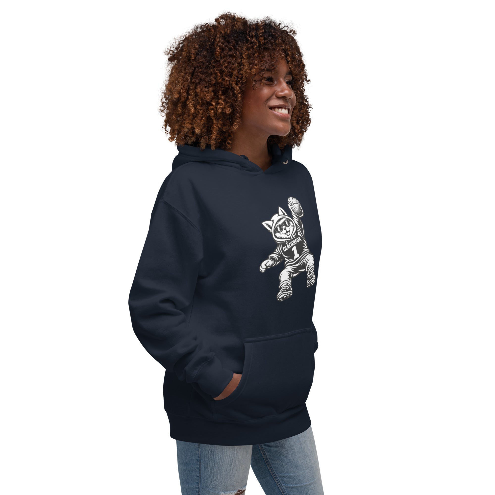 GlacierFox Women’s Slam Dunk Gilbert Hoodie with clean minimalist front design and premium streetwear fit in navy blazer